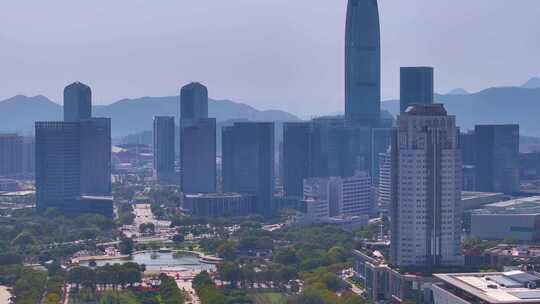 台州市椒江区大景全景航拍城市地标白云山飞