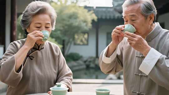 老人老年人夫妇幸福晚年生活ai素材原创