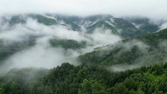 雨后的山，山间云雾航拍，自然风光