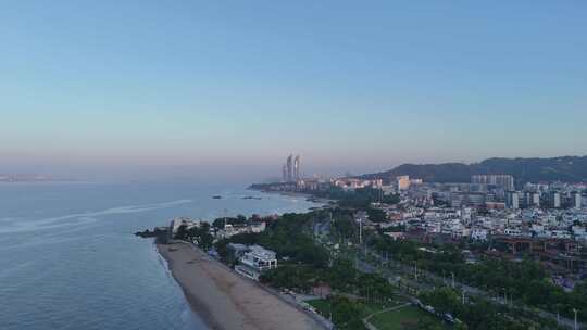 厦门沿海城市建设鼓浪屿厦门双子塔航拍