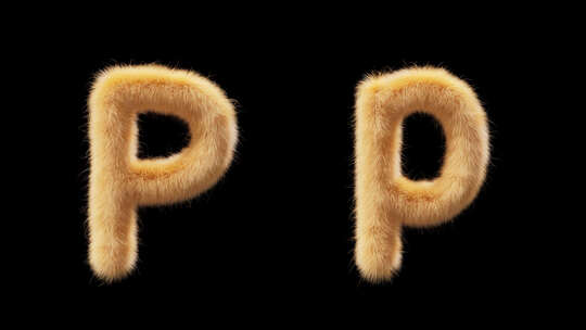 大写和小写Chick羊毛字母P的3D动画