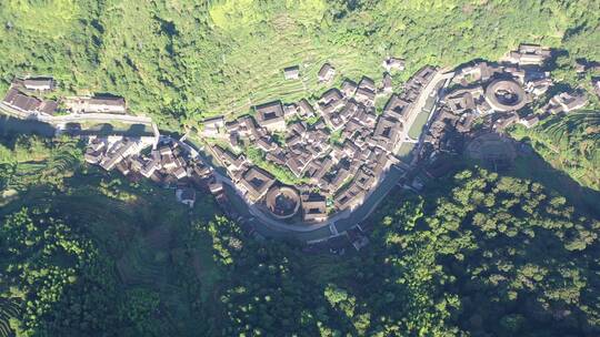 福建漳州南靖土楼古镇村落土楼航拍乡村