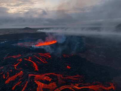 火山，火山，熔岩，冰岛