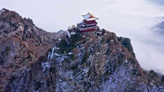 西安南五台景区冬雪雪景