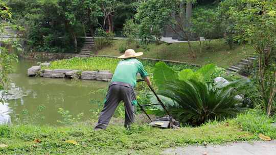 公园割草修剪草坪割草机修剪草坪