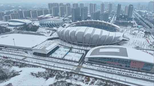 岳阳市体育馆雪景