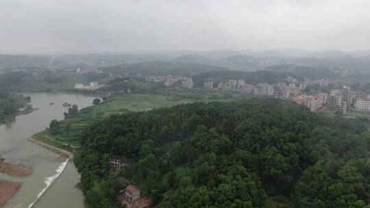 航拍雨后乡村田园农村农业