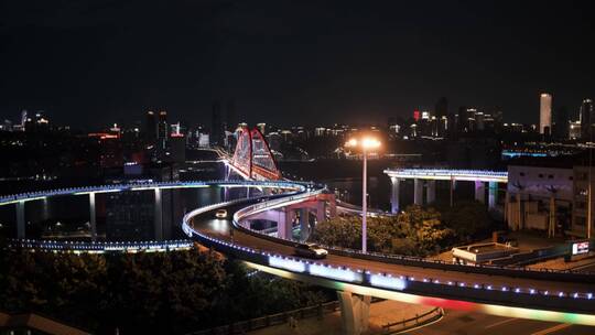 重庆城市夜景菜园坝大桥铜无局观景台车流