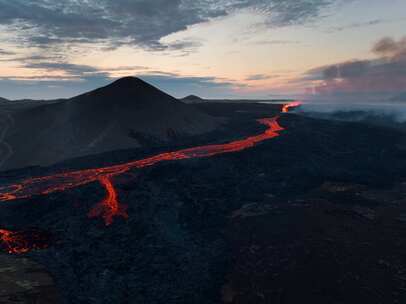 火山，火山，熔岩，冰岛