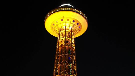 【合集】哈尔滨龙塔景点城市夜景风光航拍