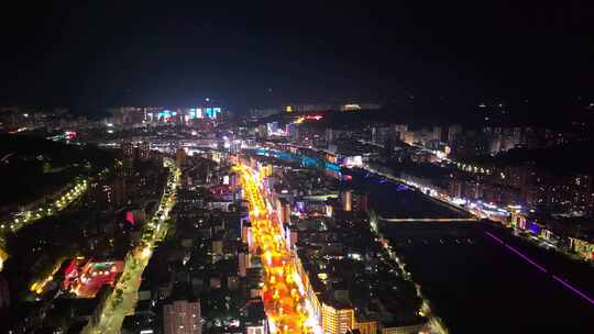 4K大气航拍重庆巴中城市夜景