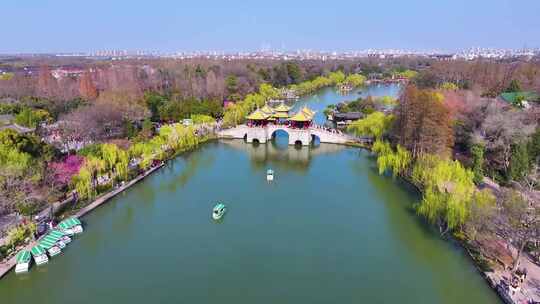 扬州市邗江区瘦西湖风景名胜区航拍江南水乡