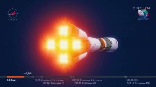 动画电影描述了俄罗斯联盟号火箭飞行的各个阶段视频素材模板下载