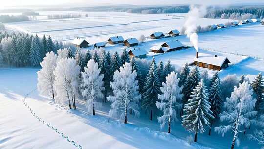 冬至冬季立冬入冬雪景4K