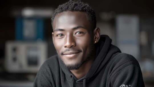 自信的黑人男性微笑特写镜头
