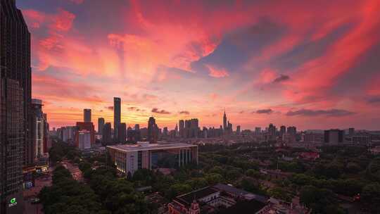 梅雨过后南京绝美火烧云日落延时视频素材模板下载