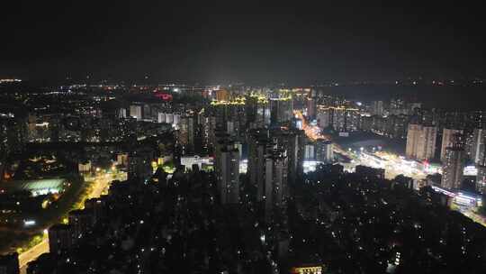 四川自贡万家灯火城市夜景航拍