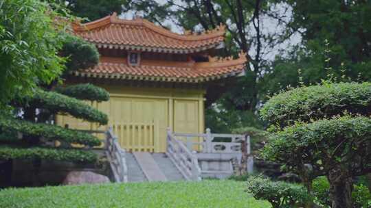 园博园雨天江南园林建筑雨天国风氛围