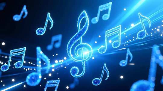 蓝色粒子音符跳动4K