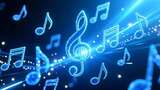 蓝色粒子音符跳动4K高清在线视频素材下载