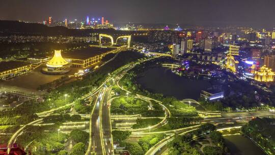 4K延时航拍南宁竹溪立交璀璨夜景