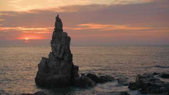 地质公园 海浪 晚霞 大海