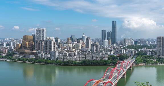 航拍柳州柳江两岸城市建筑天际线