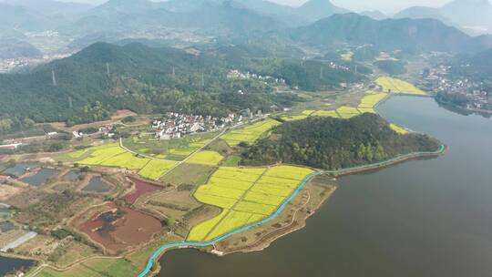 4K航拍绍兴诸暨布谷湖风景区春季风光