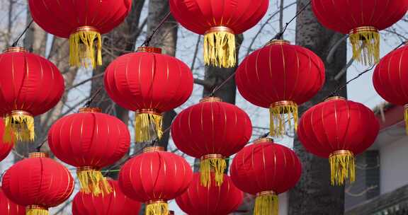 春节过年节日氛围红色灯笼