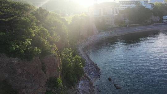 城市风光唯美航拍大连棒棰岛海边