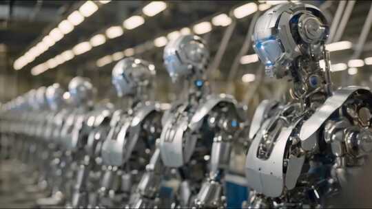 AI机器人盔甲银色工厂