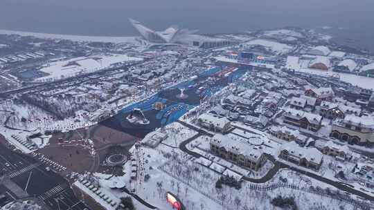 青岛西海岸金沙滩雪景国际啤酒城雪景