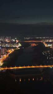 广西来宾城市夜景竖屏航拍