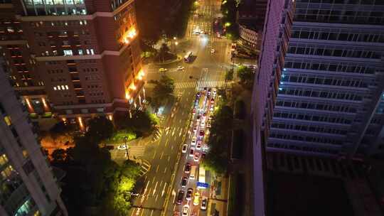 上海市黄浦区南京西路高楼大厦摩天大楼车流