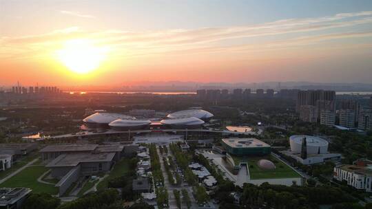 南京奥体中心与江苏大剧院城市环境视频素材模板下载