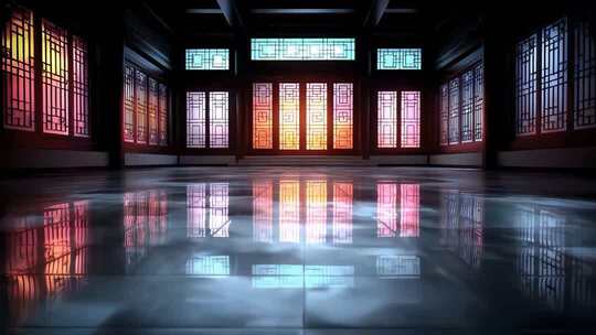 唐风建筑光影变幻营造古典意境