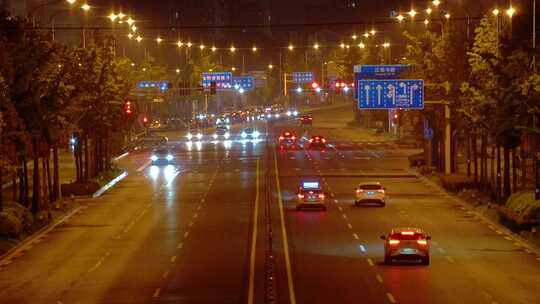 夜景城市隧道车流快速路道路行驶交通