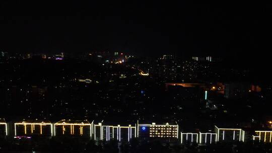 航拍湖南益阳城市夜景