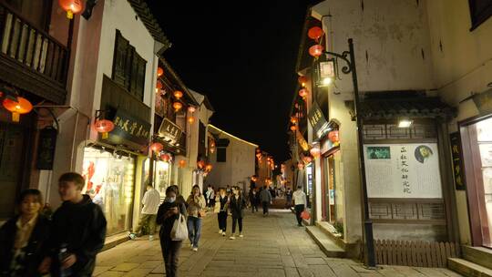 苏州七里山塘街夜景视频素材模板下载