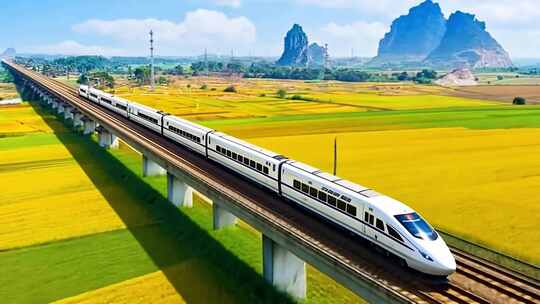 合集-中国风开往春天的高铁山水云海风景