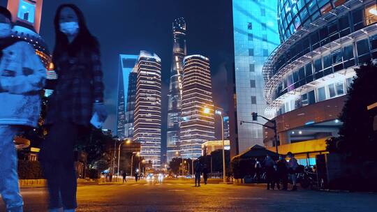 陆家嘴夜景延时摄视频素材模板下载