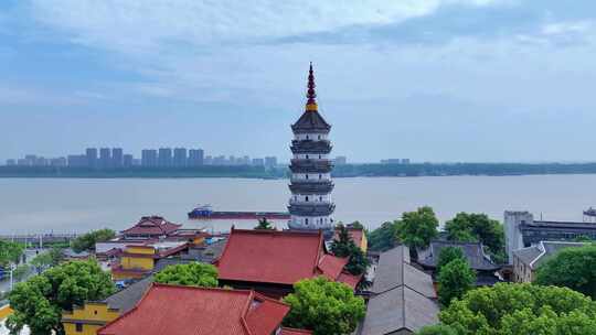 航拍安庆振风塔迎江寺