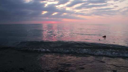 海边日落大海夕阳海浪