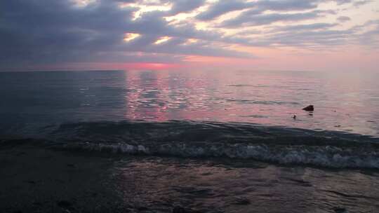 海边日落大海夕阳海浪视频素材模板下载