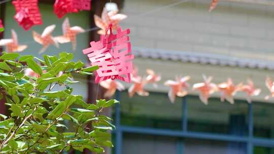 农村结婚户外纸风车休闲大自然风景风光视频