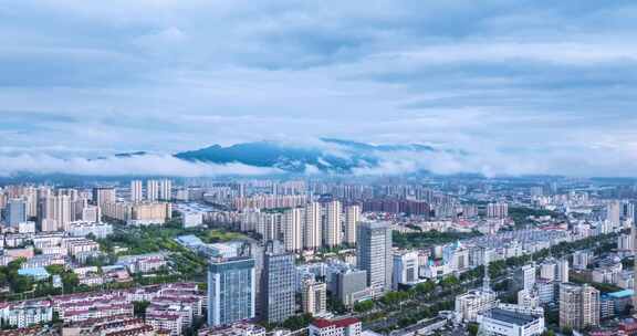 雨后九江城景烟云航拍延时