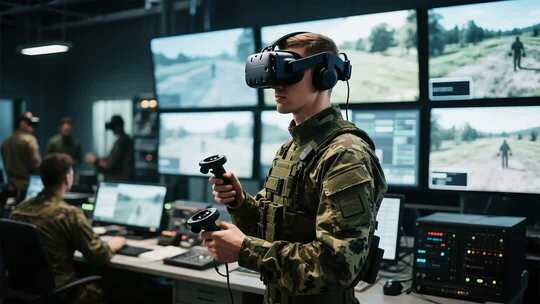 军人体验虚拟现实游戏