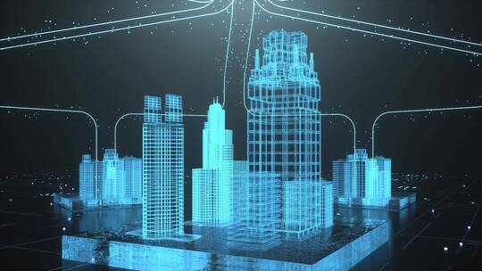 人工大脑和智能建筑未来智慧城市创意C4D