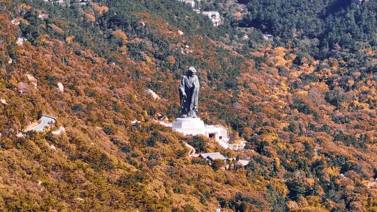 航拍青岛 崂山雕像