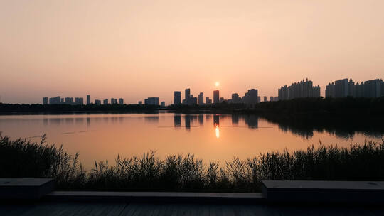 济宁市北湖夕阳/城市夕阳